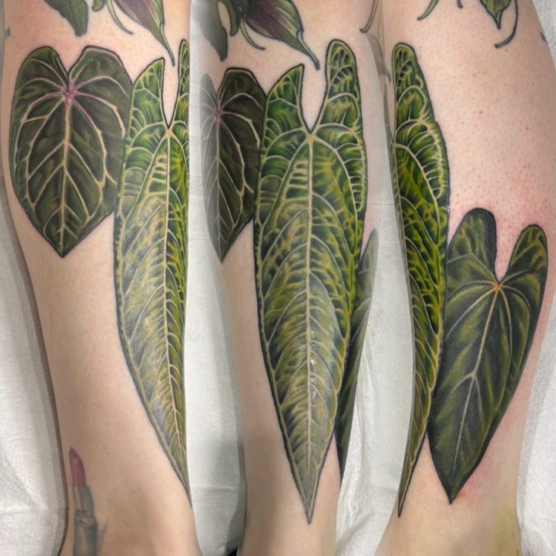 anthurium-philodendron-leg-tattoo-black-gray-frank-luca-vatican-tattoo