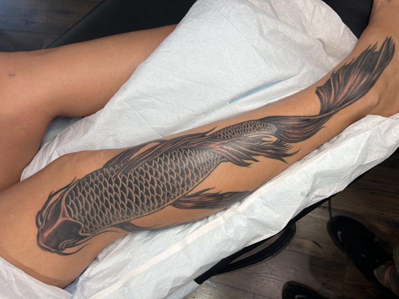 koi-fish-leg-tattoo-black-gray-frank-luca-vatican-tattoo-delray-beach